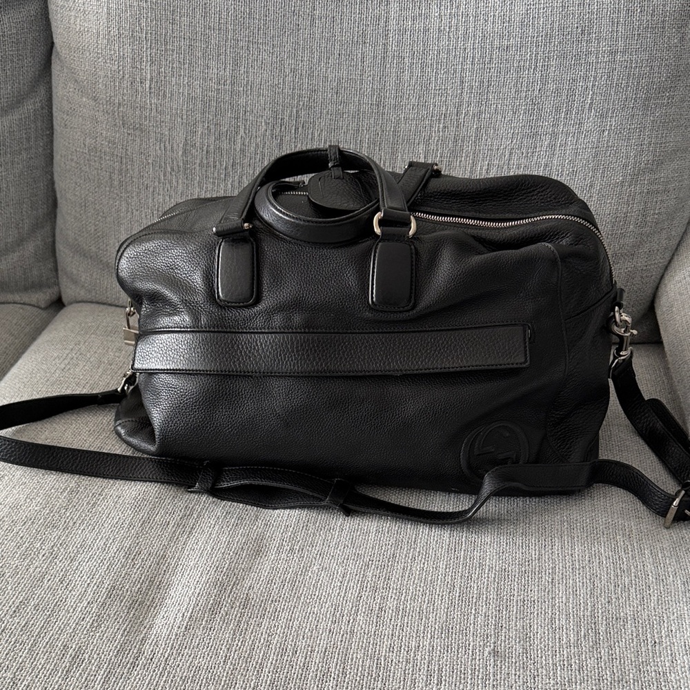 Gucci Black Textured Duffel Bag